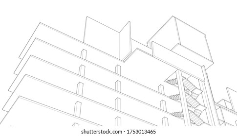 
concepto de construcción arquitectura abstracta 3d ilustración