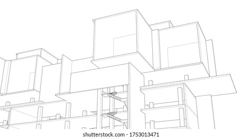 
building concept abstract architecture 3d illustration