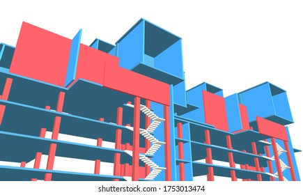 
concepto de construcción arquitectura abstracta 3d ilustración