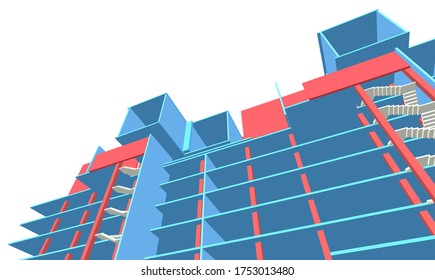 
concepto de construcción arquitectura abstracta 3d ilustración