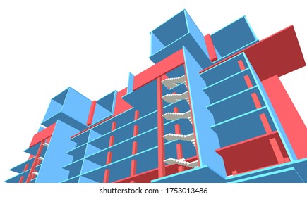 
concepto de construcción arquitectura abstracta 3d ilustración