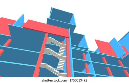 
concepto de construcción arquitectura abstracta 3d ilustración