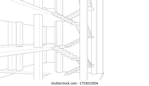 
concepto de construcción arquitectura abstracta 3d ilustración