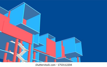 building concept abstract architecture 3d illustration