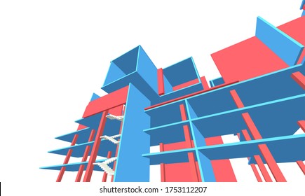 building concept abstract architecture 3d illustration