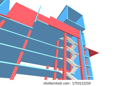 concepto de construcción arquitectura abstracta 3d ilustración