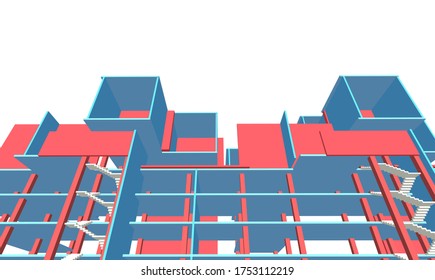 concepto de construcción arquitectura abstracta 3d ilustración