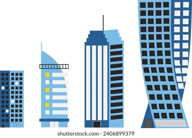  Building concept for business with skyscraper growth investment chart. Editable format 