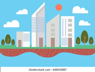 Building concept Eco town and future environment Vector illustrations
