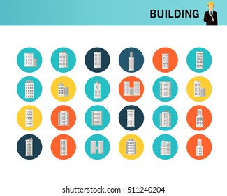 building concept flat icons.