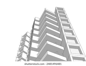 building conceptual sketch architecture 3d 