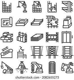 Building and condominium construction icon set