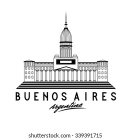 Building of Congress in Buenos Aires, Argentina, vector illustration