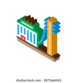 construcción de un vector de icono de poste eléctrico conectado. señal de poste eléctrico de construcción isométrica. ilustración de símbolo aislado de color