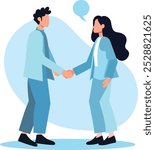 Building Connections: Symbolic Handshake Vector Illustration, Handshake as a Sign of Cooperation, Empowering Partnerships: Two Figures Shaking Hands, Conceptual Handshake in Flat Design,