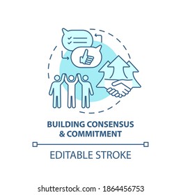 Building Consensus And Commitment Concept Icon. Business Consulting Stage Idea Thin Line Illustration. Strengthening Inter-personnel Trust. Vector Isolated Outline RGB Color Drawing. Editable Stroke