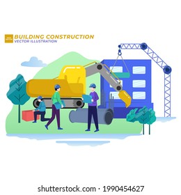 construcción de edificios urbanización de viviendas ilustración plana