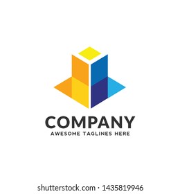 building construction 3d color logo vector