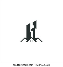 Building construction abstract business logo. Geometric line logo inspiration. Vector template on the white background.