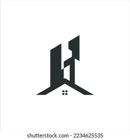 Building construction abstract business logo. Geometric line logo inspiration. Vector template on the white background.