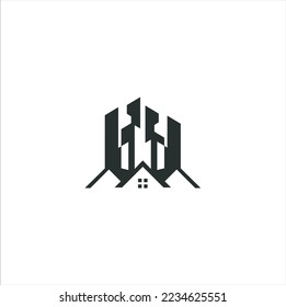 Building construction abstract business logo. Geometric line logo inspiration. Vector template on the white background.