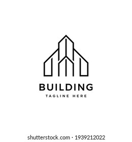 Building construction business logo. Geometric line logo. Vector template