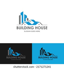 Building construction business logo. Geometric line logo. Vector template