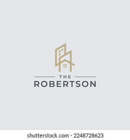 Building construction business logo. Geometric line logo. Vector template