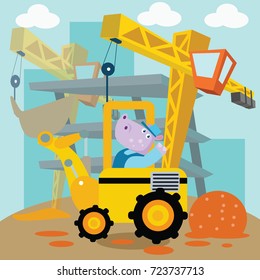 Building Construction Cartoon Vector Illustration