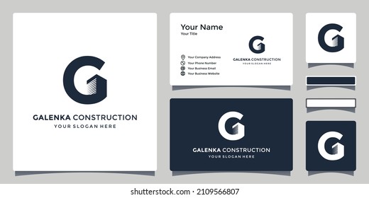 Building construction in collaboration with letter G, modern apartment logo designs, logo designs and business cards