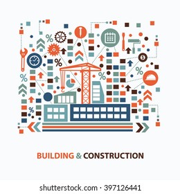 Building and construction concept design on clean background,vector