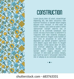 Building construction concept with thin line icons. Vector illustration for banner, web page, announcement.