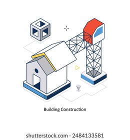 Building Construction concept vector isometric style stock illustration. EPS file