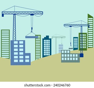 Building construction with crane in the city