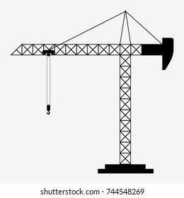 Building construction crane icon. Flat vector illustration