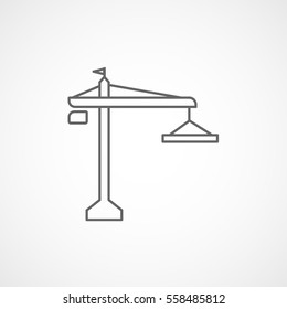 Building Construction Crane Line Icon On White Background