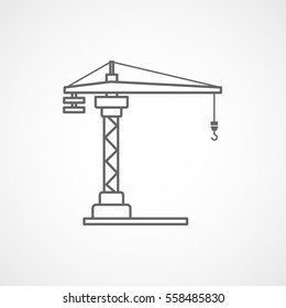 Building Construction Crane Line Icon On White Background