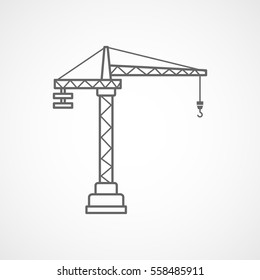 Building Construction Crane Line Icon On White Background