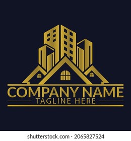 Building construction design to be used as a logo icon template for business. luxury real estate logo with house elements