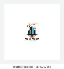 Building construction design to be used as a logo icon template for business constructors and more construction crane logo clip art silhouette, icon design vector art illustration