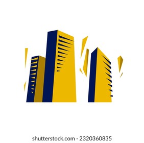 Building construction design element vector logo or icon, real estate realty theme, office building.