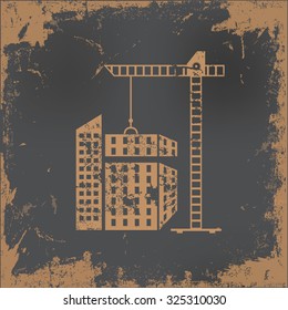 Building, construction design on old paper background, vector