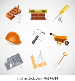 building and construction detailed vector icon set