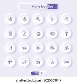 building, construction Elements, and home repair tools icons set.  Set for Web and App Include Roller Brush, Trowel, Shovel, and Window. Vector illustration