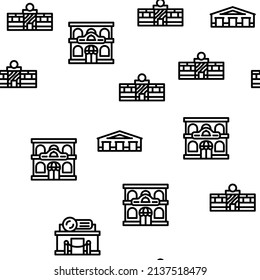 Building Construction Exterior Vector Seamless Pattern Thin Line Illustration