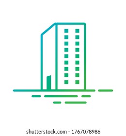 construcción fachada de construcción ciudad estilo gradiente icono ilustración vectorial