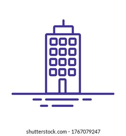 building construction facade city line style icon vector illustration design