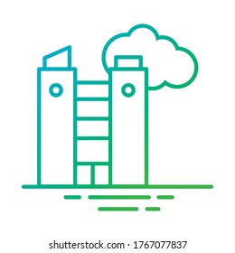 fachada de construcción de edificios con diseño de ilustración vectorial de estilo de gradiente de ciudad de nube