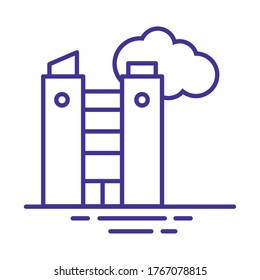 building construction facade with cloud city line style icon vector illustration design
