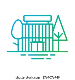 Gebäudefassade mit Baum im Stil von Stadtbäumen Symbol Vektorgrafik Design